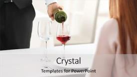  Presentation with restaurant waiter - Slide set having waiter pouring wine into glass background and a light gray colored foreground