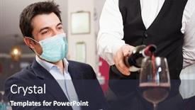  Presentation with waiter - Slides with waiter-pouring-wine background and a tawny brown colored foreground