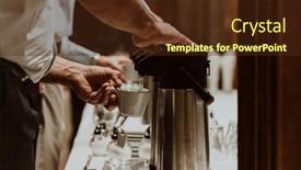  Presentation with waiter - PPT theme enhanced with waiter-preparing-coffee-for-hotel background and a tawny brown colored foreground