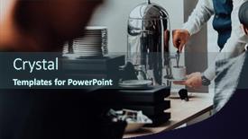  Presentation with waiter - Presentation enhanced with waiter-preparing-coffee-for-hotel background and a ocean colored foreground