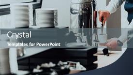  Presentation with hotel - Slide set with waiter-preparing-coffee-for-hotel background and a gray colored foreground