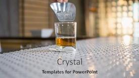  Presentation with whisky - Colorful presentation enhanced with waiter putting ice cubes into a whisky glass with a scoop backdrop and a light gray colored foreground