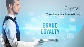 Presentation with waiter - Colorful slides enhanced with waiter-serving-brand-loyalty-inscription backdrop and a sky blue colored foreground
