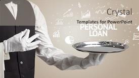  Presentation with business loan - Presentation design with waiter-serving-business-idea-concept background and a soft green colored foreground