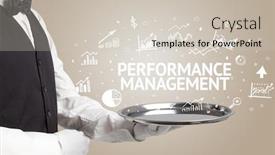  Presentation with performance management - Audience pleasing slide deck consisting of waiter-serving-business-idea-concept backdrop and a soft green colored foreground