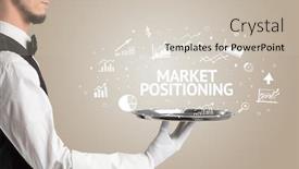  Presentation with positioning - PPT theme featuring waiter-serving-business-idea-concept background and a soft green colored foreground
