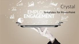  Presentation with employee engagement - Colorful PPT theme enhanced with waiter-serving-business-idea-concept backdrop and a soft green colored foreground