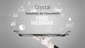  Presentation with waiter - PPT theme with waiter-serving-business-idea-concept background and a light gray colored foreground