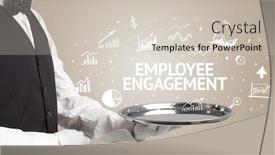  Presentation with employee engagement - Beautiful slides featuring waiter-serving-business-idea-concept backdrop and a soft green colored foreground