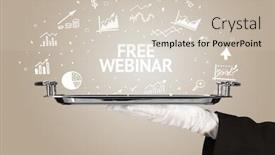  Presentation with waiter - Cool new PPT theme with waiter-serving-business-idea-concept backdrop and a soft green colored foreground