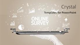  Presentation with online survey - Beautiful PPT theme featuring waiter-serving-business-idea-concept backdrop and a soft green colored foreground