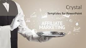  Presentation with affiliate marketing - Presentation theme with waiter-serving-business-idea-concept background and a soft green colored foreground