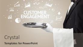  Presentation with waiter - Beautiful presentation theme featuring waiter-serving-business-idea-concept backdrop and a mint green colored foreground