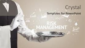  Presentation with risk management - PPT theme enhanced with waiter-serving-business-idea-concept background and a soft green colored foreground