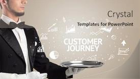  Presentation with customer journey - Amazing slide set having waiter-serving-business-idea-concept backdrop and a soft green colored foreground