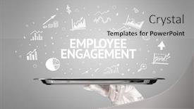  Presentation with employee engagement - Amazing theme having waiter-serving-business-idea-concept backdrop and a light gray colored foreground
