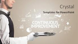  Presentation with continuous - PPT layouts consisting of waiter-serving-business-idea-concept background and a soft green colored foreground