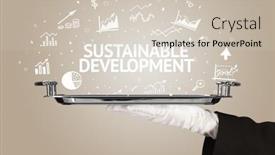  Presentation with sustainable development - Theme with waiter-serving-business-idea-concept background and a soft green colored foreground