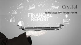  Presentation with business report - Colorful PPT theme enhanced with waiter-serving-business-idea-concept backdrop and a light gray colored foreground