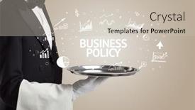  Presentation with waiter - Cool new slide deck with waiter-serving-business-idea-concept backdrop and a soft green colored foreground