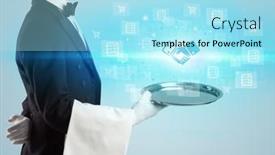  Presentation with waiter - Slides having waiter-serving-business-idea-concept background and a  colored foreground