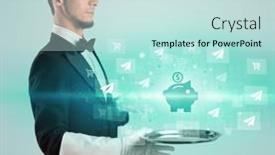  Presentation with waiter - Presentation featuring waiter-serving-business-idea-concept background and a sky blue colored foreground