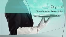  Presentation with idea - Presentation theme consisting of waiter-serving-business-idea-concept background and a arctic colored foreground