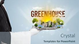  Presentation with eco city - Cool new slide deck with waiter-serving-eco-city backdrop and a lemonade colored foreground