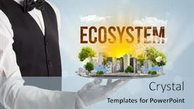  Presentation with eco city - Cool new slide deck with waiter-serving-eco-city backdrop and a lemonade colored foreground