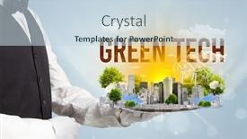  Presentation with eco city - Amazing slide set having waiter-serving-eco-city backdrop and a sky blue colored foreground