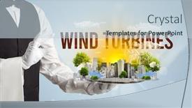  Presentation with eco city - Beautiful presentation theme featuring waiter-serving-eco-city backdrop and a lemonade colored foreground