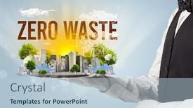  Presentation with waiter - Presentation design having waiter-serving-eco-city background and a lemonade colored foreground