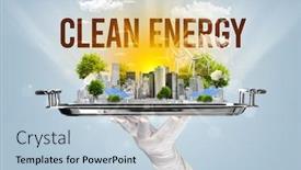  Presentation with eco city - PPT theme with waiter-serving-eco-city background and a light blue colored foreground