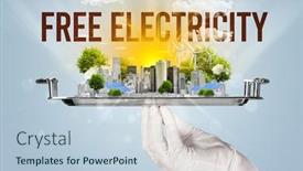  Presentation with free energy - Theme with waiter-serving-eco-city background and a light blue colored foreground
