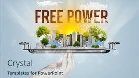  Presentation with free energy - Audience pleasing theme consisting of waiter-serving-eco-city backdrop and a lemonade colored foreground