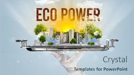  Presentation with eco city - PPT layouts featuring waiter-serving-eco-city background and a lemonade colored foreground