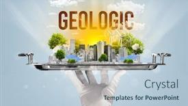  Presentation with eco city - Theme enhanced with waiter-serving-eco-city background and a light blue colored foreground