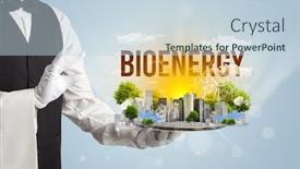  Presentation with eco city - Presentation theme with waiter-serving-eco-city background and a lemonade colored foreground