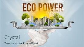  Presentation with eco city - Presentation featuring waiter-serving-eco-city background and a lemonade colored foreground