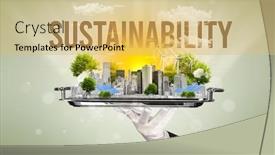  Presentation with eco sustainability - Beautiful slide set featuring waiter-serving-eco-city backdrop and a yellow colored foreground