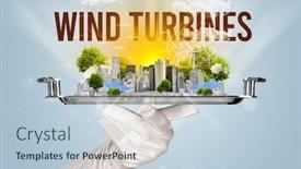  Presentation with eco city - Presentation design with waiter-serving-eco-city background and a lemonade colored foreground