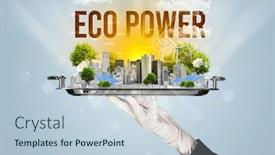  Presentation with eco city - Audience pleasing presentation design consisting of waiter-serving-eco-city backdrop and a lemonade colored foreground