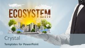  Presentation with eco city - Colorful slide set enhanced with waiter-serving-eco-city backdrop and a lemonade colored foreground