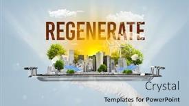  Presentation with waiter - Audience pleasing slide set consisting of waiter-serving-eco-city backdrop and a light blue colored foreground