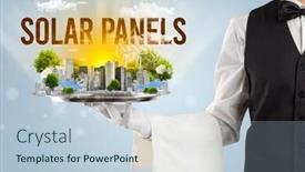  Presentation with eco city - Presentation design with waiter-serving-eco-city background and a lemonade colored foreground