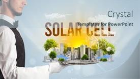  Presentation with solar cell - Slide set with waiter-serving-eco-city background and a lemonade colored foreground