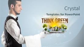  Presentation with eco city - PPT layouts enhanced with waiter-serving-eco-city background and a sky blue colored foreground