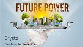  Presentation with eco city - Theme consisting of waiter-serving-eco-city background and a lemonade colored foreground