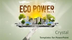  Presentation with eco city - PPT theme with waiter-serving-eco-city background and a soft green colored foreground