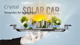  Presentation with waiter - Slide set featuring waiter-serving-eco-cityscape-concept background and a lemonade colored foreground